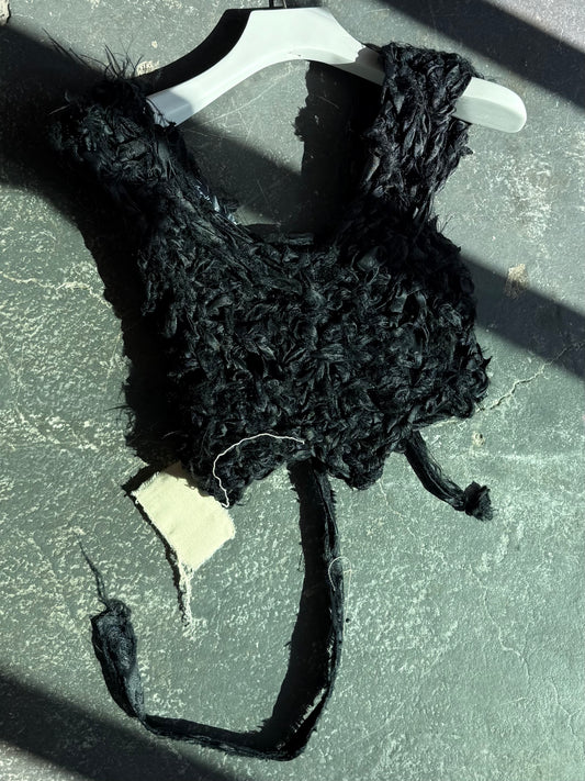 BLACK CROCHET SATIN CORSET