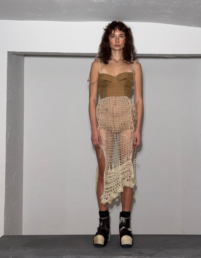NIGHT-KNITTED BEIGE DRESS