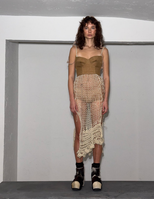 NIGHT-KNITTED BEIGE DRESS