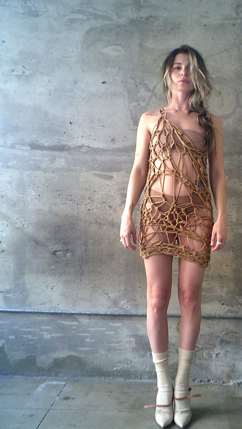 HAND CROCHET BEIGE DRESS